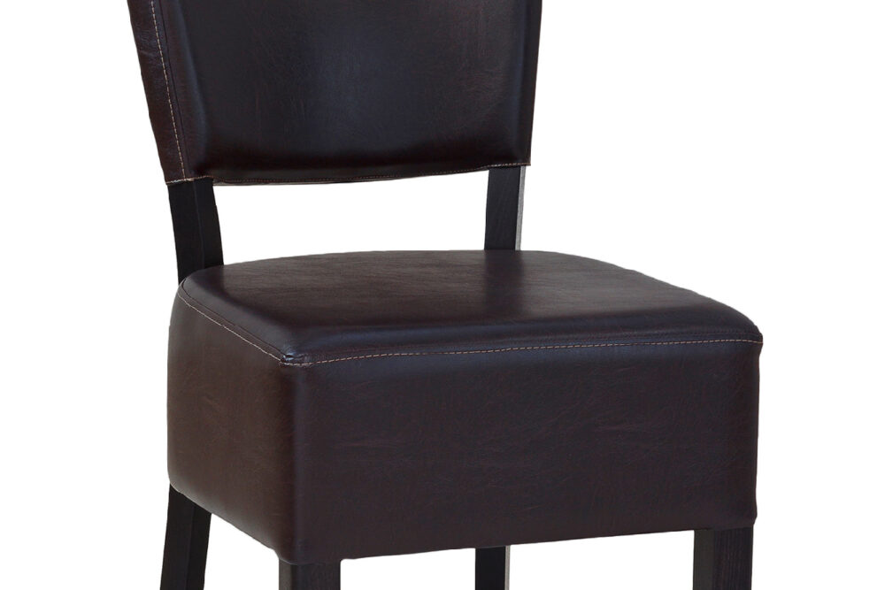 Gastronomie Stuhl aus Holz und Lederbezug